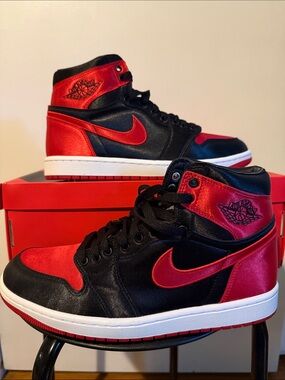 Nike Air Jordan 1 High - Black & Red Satin Finish